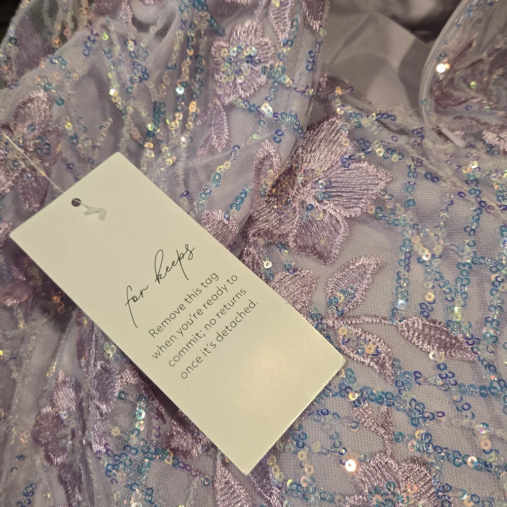Chic Lavender Floral Prom Dress - Picture 4 of 6